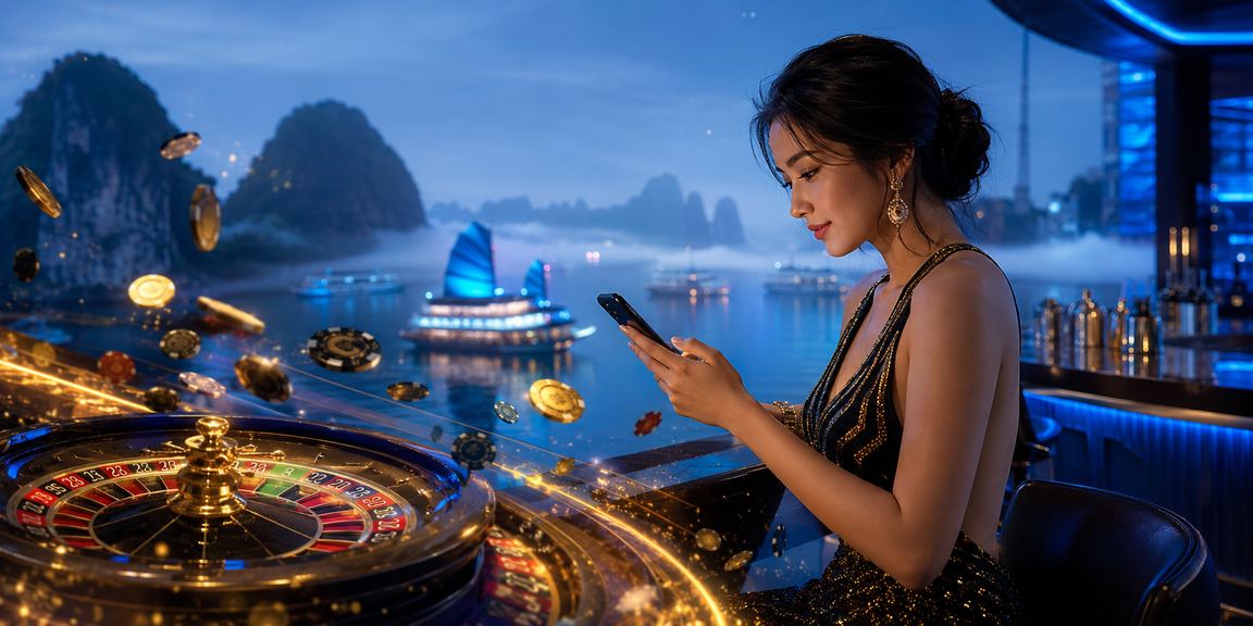 Vịnh Hạ Long minh họa trải nghiệm roulette trên nền tảng giải trí di động