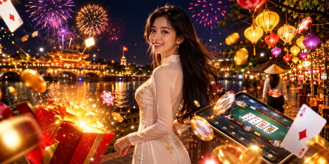 Người dùng tại chợ đêm Huế tìm hiểu game bài trên nền tảng di động